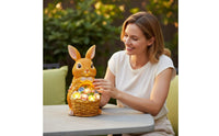 Automatic On/deactivate Solar Rabbit Garden Light Waterproof Bunny Figurine with Light-up Basket Weather-Resistant for Patio, Yard, Pathway