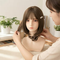 Hairpiece Display Head Smooth Mannequin Head with Shoulders Display Bust for Hair Stylists, Salons, Studios