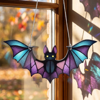 Stained-Glass Style Chiropteran Suncatcher Halloween Acrylic Chiropteran Ornament Gothic Window Decoration with Chain Spooky
