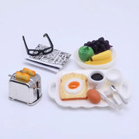 Miniature Breakfast Set Authentic-Looking Dollhouse Kitchen Props Decorative Toast Machine for Hobbyists