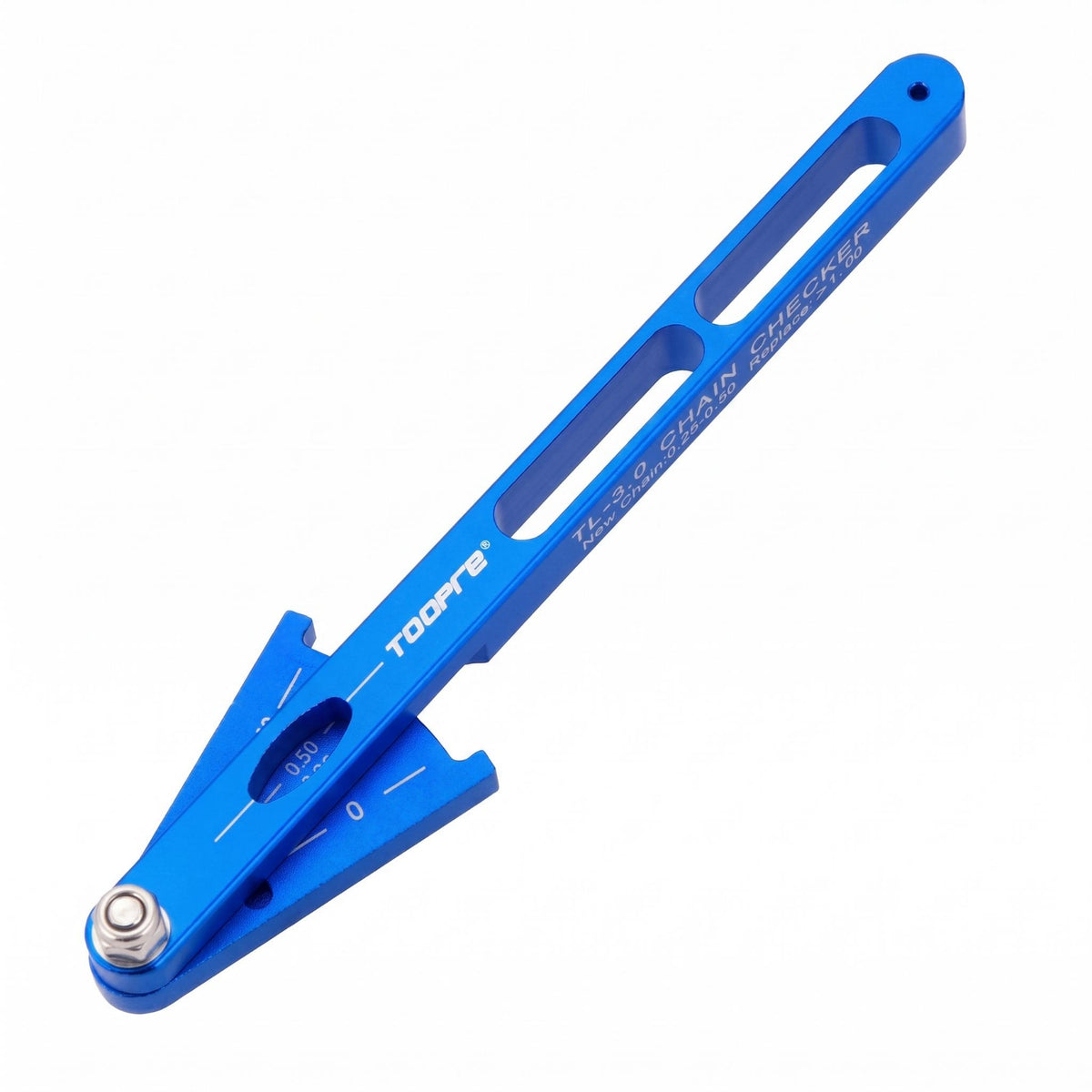 Pivoted Base Bike Chain Wear Checker Blue Metal Body Chain Wear Checker Aluminum Alloy Handheld