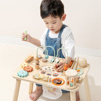 ZW Wooden Multi-Function Busy Board Game Table for Kids