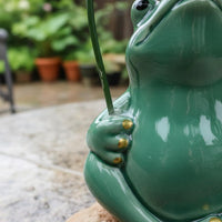 Umbrella Frog Figurine Tea Pet Frog Ornament Miniature Garden Decor for Patio