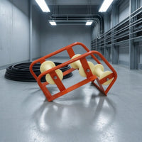 Heavy Duty Cable Laying Pulley Triangular Cable Guide with Three Rollers Red Sheave Reinforced for Shaft-Mouth Routing