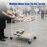 Foldable Food Cart, Mobile Snack Display, Iron Promotional Trolley for Sushi, Sandwich, Ice Jelly, Street Vendor
