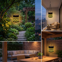 Waterproof Metal Lantern with Cutout Pattern for Pathway