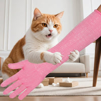Pet Grooming Gloves with Reinforced PU, Elbow Length Cat Scratch Gloves, Dog Bite Gloves and Anti-Scratch Gloves for Animal Handling Protection