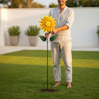Floral Wind Weather Resistant Metal Floral Yard Stake 360° Rotating Metal Garden Stake for Balcony, Patio, Lawn