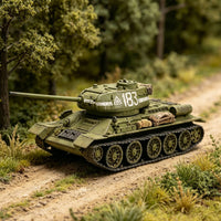 T-34/85 Tank Model Unpainted 1/72 Scale Tank Model Includes Decals for Display Shelf