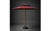 Patio Umbrella with Base with Lumber-Grain Look-Grain Crank Patio Umbrella Double-Tier for Backyard, Poolside