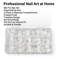 Nail 600 Pieces for Manicure, Full Cover Artificial for Technicians, False Almond Compatible Half