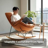 Comfortable Padding Upholstered Rocking Chair snug Upholstered Rocking Armchair Sturdy Frame Indoor Seating Ergonomic Design for Adults, Homeowners, Seniors, Balcony, Living Room, Bedroom, literary alcove