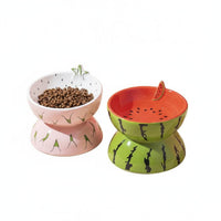 Whisker Fatigue Friendly Tilted Cat Food Bowl Easy to Clean Elevated Cat Bowl Non-Slip Raised Ceramic Pet Dish Dishwasher Safe for Cats, Kittens, Small Dogs