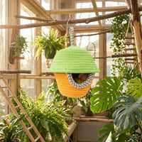 Handmade Budgie Bed Birdhouse, Round Dome Budgie Bed with Rope Insulation, Winter Shelter for Average-sized Birds with Ventilation Holes, 1 Pack