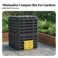 300L Compost Bin Weather-Resistant Outdoor Garden Composter Heavy-Duty Construction Aerobic Fermentation Bin for Gardeners, Homeowners, Patio, Balcony