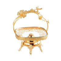Ornate Fruit Basket with Handle Gold-Colored Decorative Tray with Handle Multi-Purpose Basket Tray with Handles Versatile for Hosts, Dining Table