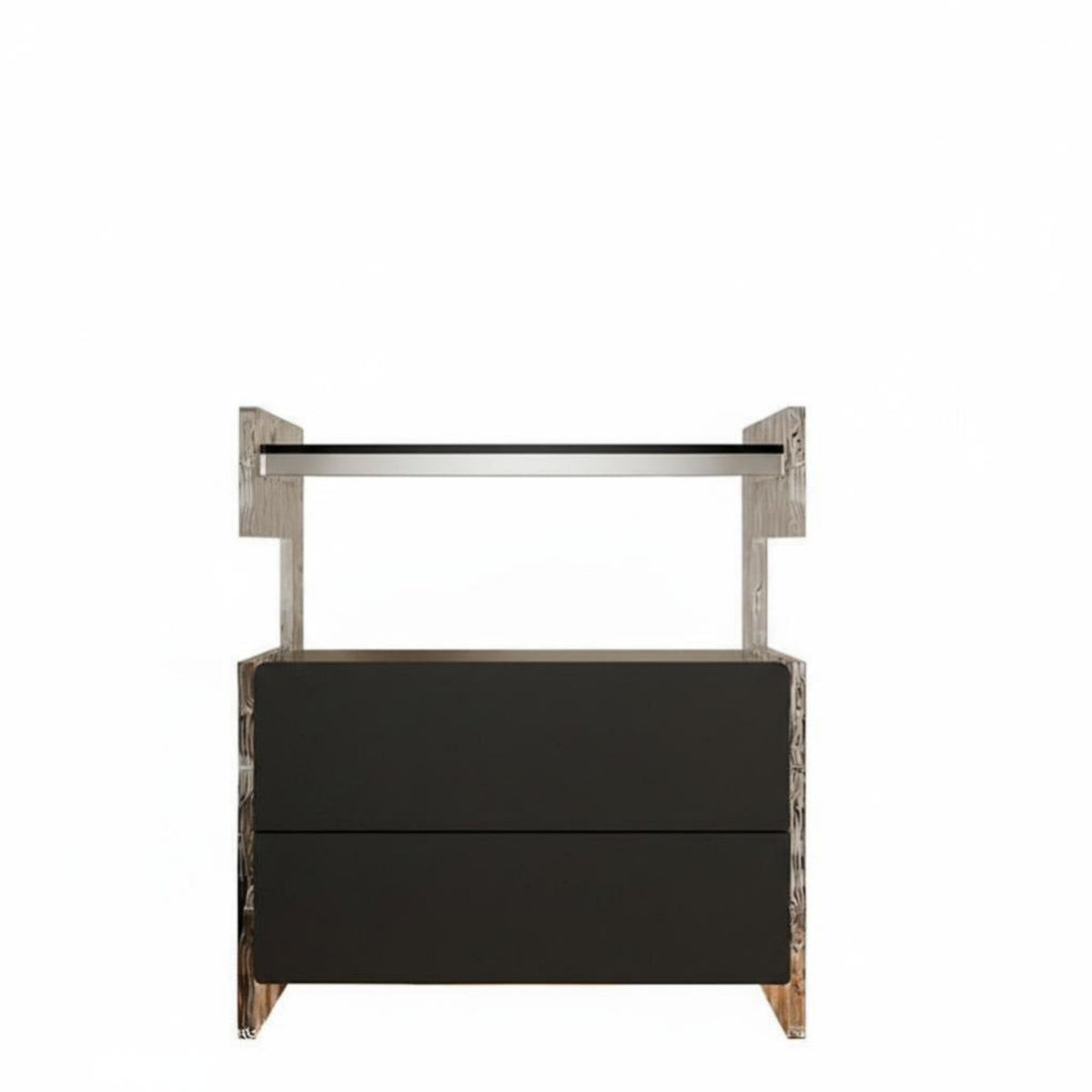 Light Luxury aesthetic Wavy Side Table Minimalist Design Nightstand Transparent Look Bedside Cabinet Creative Shape for Apartment Dwellers, Homeowners, duos, Home Decor, Living Room, Small Spaces, Entryway