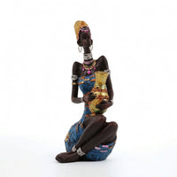 Stylized African Woman Figurine Textured African Woman Sculpture Traditional Resin Sculpture Elegant for Collectors, Home Decor