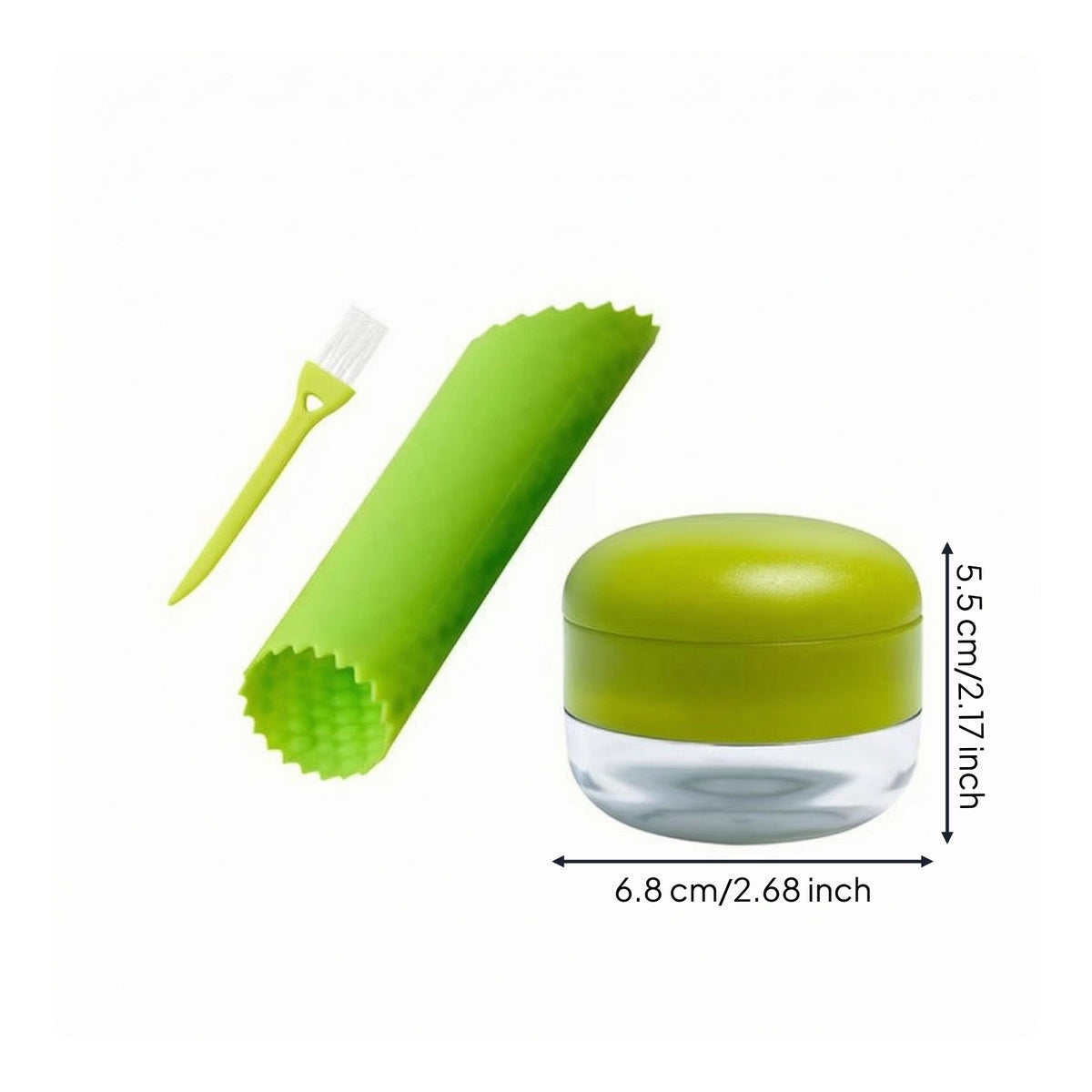 3 Pieces Manual Garlic Mincer Cleaning Brush Garlic Mincer Kitchen Tool Transparent Container Hinged Lid