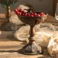 Antique Copper Iron High-Foot Fruit Tray Decorative Ornament