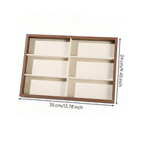 Divided Interior Wooden Eyeglass Display Box Lined Insert 6-Compartment Display Box Rectangular Easy to See