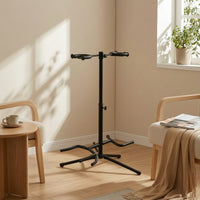 Adjustable-Height Double Guitar Stand Floor-Standing Guitar Stand with Padded Yokes Heavy-Duty for Guitarists