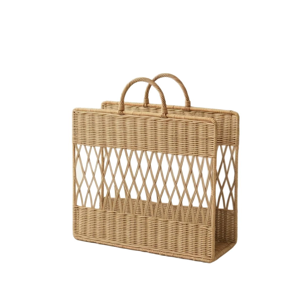 Magazine Basket with Handle Portable Wicker Storage Basket Sturdy Organizer for Living Room