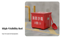 Fire Sand Box Heavy Duty Firefighting Sand Bin Sturdy Construction Red Metal Fire Box for Gas Station Industrial Workers, Factories, Warehouses