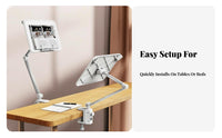360° Rotation Adjustable limb Book Stand Foldable Design Clamp-on Cantilever limb Sturdy Build perusing Aid Wide Compatibility for Children, Office Workers, Musicians, Study Room, Bedroom, Home, Kitchen