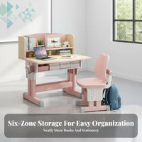 Adjustable Kids Desk and Chair Set Sturdy Adjustable children's Study Desk Widened Desktop Ergonomic Student Writing Table for Learning, School