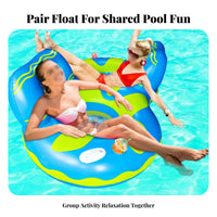 Long-Lasting PVC Material 2 Person Inflatable Lounger Easy to Inflate and Deflate Double Water Buoyant Platform Quick Inflation Valve