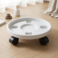 Adjustable Flower Pot Base with Roller Tray, Heavy Duty PP Resin Pot Base on Wheels, Indoor Outdoor Holder for Balcony Drainage Tray