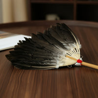 Handmade Goose Feather Fan Black Feather Fan Elegant Vintage for Dancers, Photoshoots, Weddings