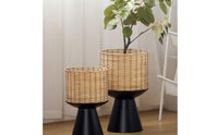 Minimalist Design Floor Standing Planter Modern Design Wicker Plant Basket with Stand Handwoven House Decoration Bohemian-Decor for Office