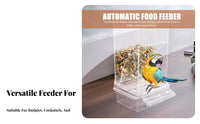Automatic birds Feeder Water Resistant Automatic Parrot Feeder Reduces Waste Cage Food Container for Parrots, Cockatiels, Indoor