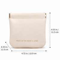 Travel Pouch, Cubic pouch, PU Leather Pencil Case for Stationery & Cables, Milky White Zipper Storage