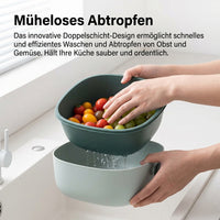 Pasta Strainer with Bowl, Rectangular Strainer Bowl Set 26x23.5x11.6cm, Double-layer Fruit Vegetable Strainer for Washing and Draining