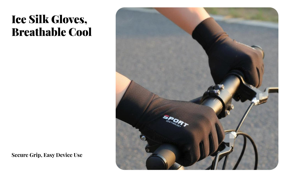 Non-Slip Ice Silk Gloves Fingertip Opening Design Lightweight Cooling Gloves Breathable High Elasticity for Cyclists