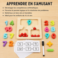 Wooden educational math game, arithmetic educational toy for children aged 4 to 6 years, learning numbers and calculation