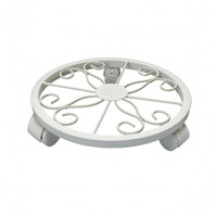 Decorative Scrollwork Metal Plant Stand Openwork Rolling Plant Stand Low-Slung Metal Pot Stand Wrought-Iron Style