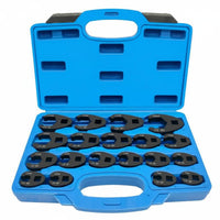 19 Pieces Rust Resistant Fuel Line Wrench Set Metric Sizes Oil Line Wrench Set Portable Storage Case CR-MO Steel for Mechanics, Auto Repair Shop, Garage