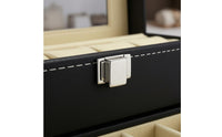 Double-Layer Drawer Watch Box Transparent Window Watch Drawer Box Leather-Like Timepiece Case Stitched Edging