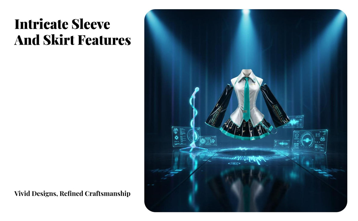 Virtual Singer Uniform Vivid Teal highlights Multi-Piece Anime Suit Characterprecise Design Cosplay Costume for Women, Teens, Theme Parties, Carnival