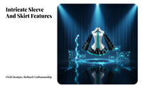 Virtual Singer Uniform Vivid Teal highlights Multi-Piece Anime Suit Characterprecise Design Cosplay Costume for Women, Teens, Theme Parties, Carnival