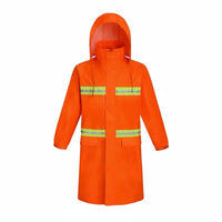 With Hood Reflective Safety Raincoat Heavy Duty High Visibility Rain Coat Long-Lasting Long Raincoat Wear-Resistant for Workers, Construction Sites, Commuting