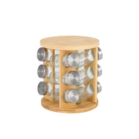 Rotating Seasoning Rack with Glass Jars Compact for Pantry