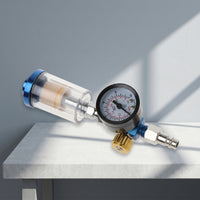 Inline Spray Regulator with Gauge Analog Air Regulator with Gauge Compact Knurled for Painters, Workshops