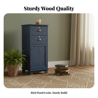 Retro Design Narrow Bedside Cabinet Distressed Finish Narrow Storage Locker with Drawer Large Capacity Nightstand Anti-Tip Safety Feature for Vintage Aesthetic Enthusiasts, Apartment Dwellers, Bedroom, Living Room, Entryway, Small Areas