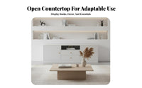 Nordic Design Modern TV Cabinet Multi-Compartment Living Room Storage Console Raised Base Low Profile TV Unit Solid Wood Knobs for Apartment Dwellers, Homeowners, Interior Design Enthusiasts, Bedroom, Home