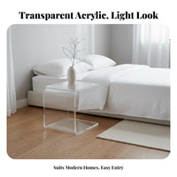 Minimalist Design Waterfall End Table Floating Effect Nightstand See-Through Bedroom Furniture Space-Saving for Apartment Dwellers, Homeowners, Students, Dorm, Living Room, Home Office